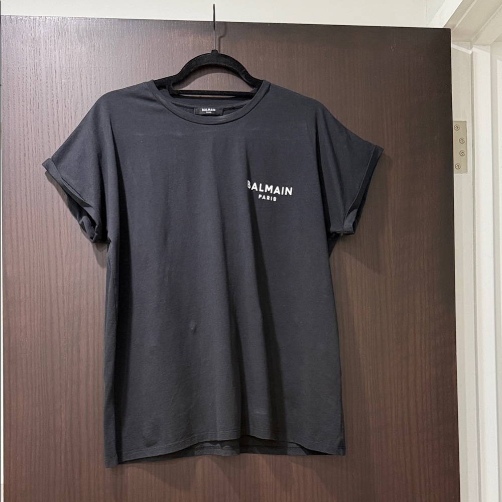 Balmain Black Short Sleeve Tee with Logo - Picture 5 of 15